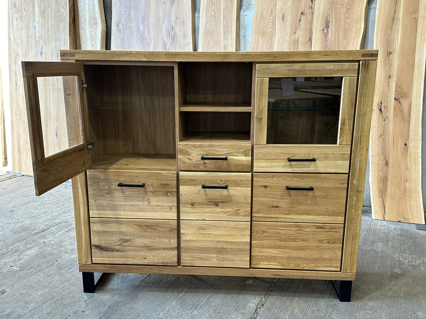 Highboard Massiv Holz Eiche Soft Close