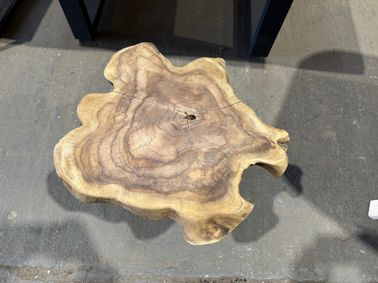 Unikat Couchtisch Einzigartige Baumscheibe mit Harpin Hestell | ca. 45cm Durchmesser