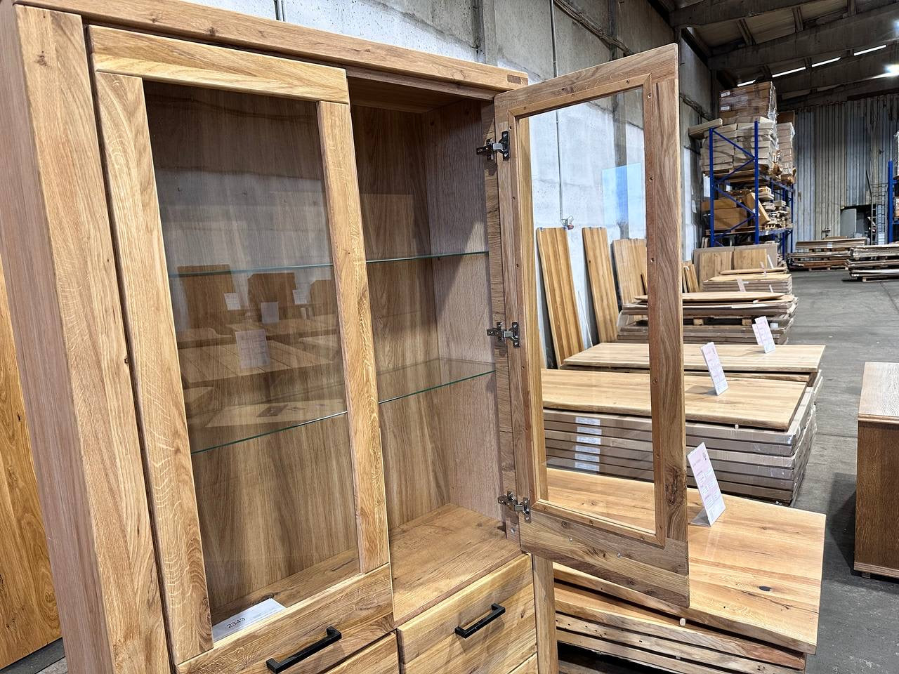 Doppel-Vitrine Schrank aus Eiche Soft Close | Eichenschrank | Front Massivholz
