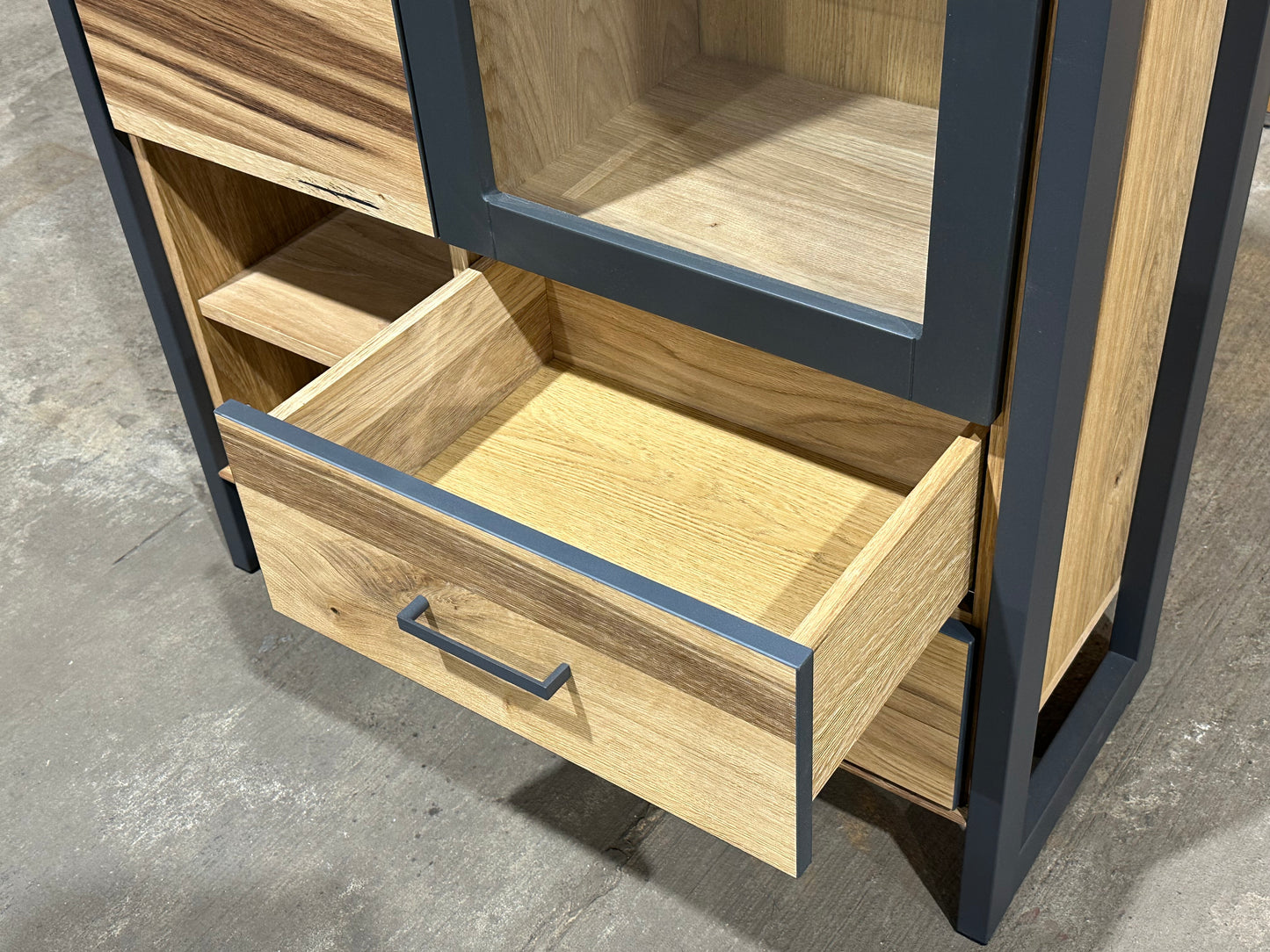 Vitrine Highboard Eiche Massiv Holz Soft Close