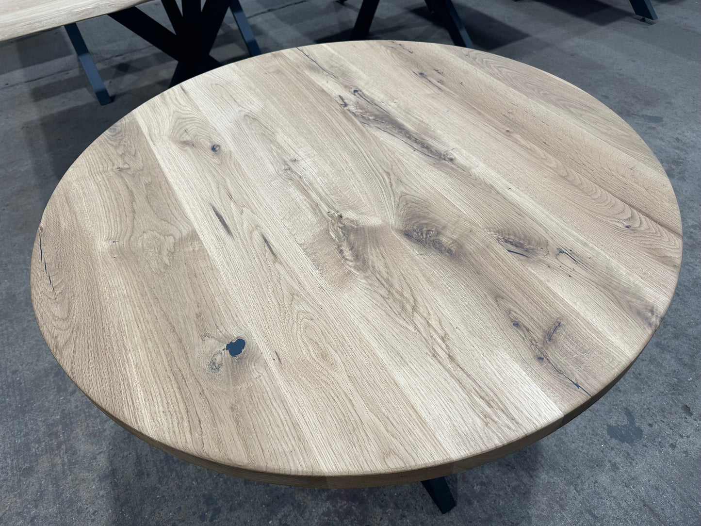 Tischplatte & Tisch Eiche rund Massivholz 4cm dicke Geölt inkl Spider Gestell