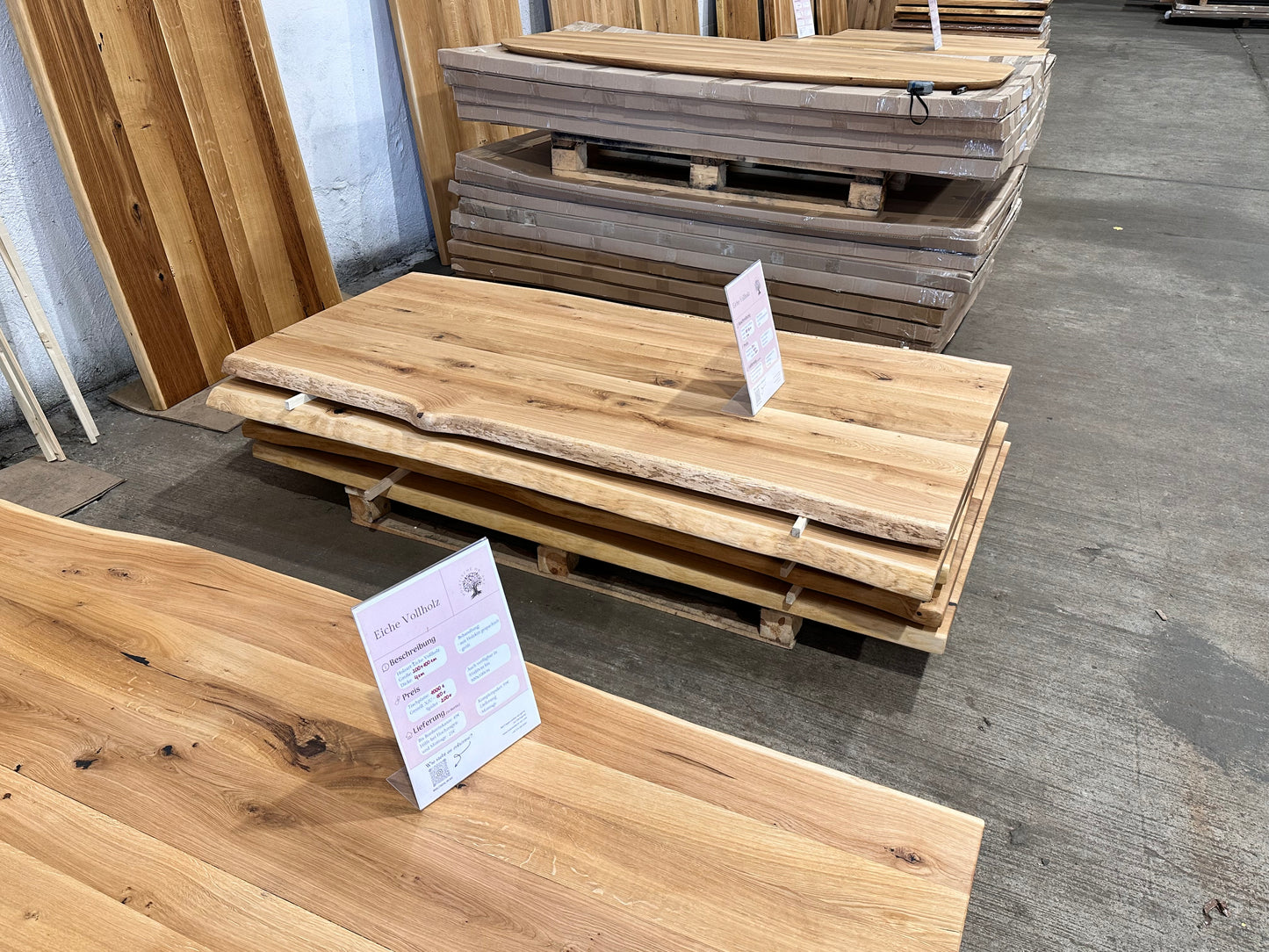 Esstisch & Tischplatte Eiche Massiv 300x100x4 VollHolz Baumkante