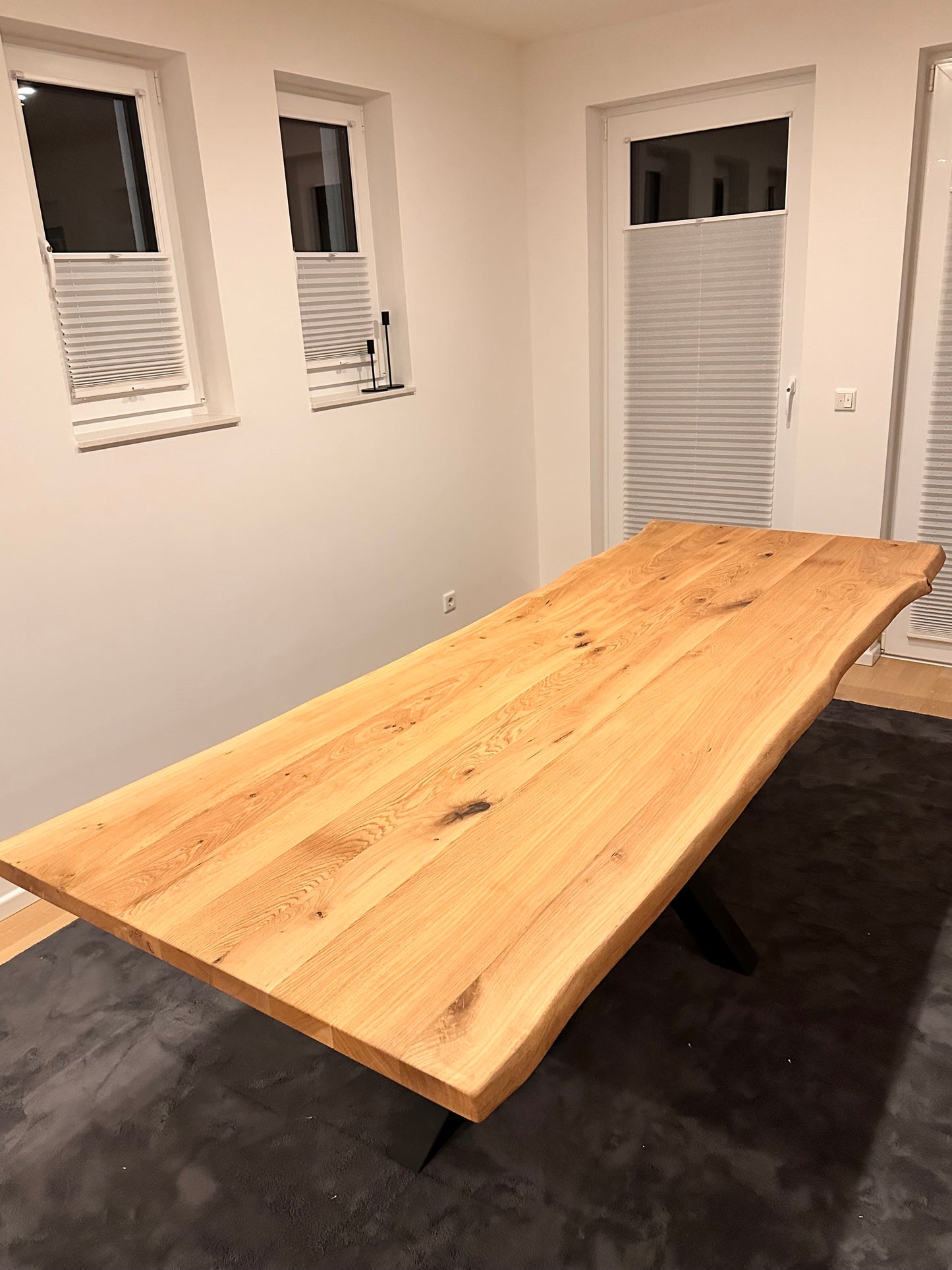 Esstisch & Tischplatte Eiche Massiv 300x100x4 VollHolz Baumkante