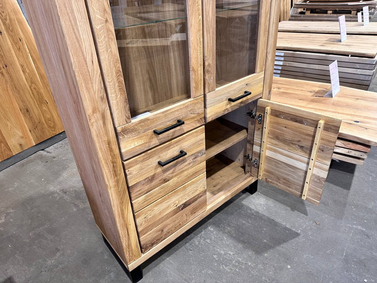 Doppel-Vitrine Schrank aus Eiche Soft Close | Eichenschrank | Front Massivholz
