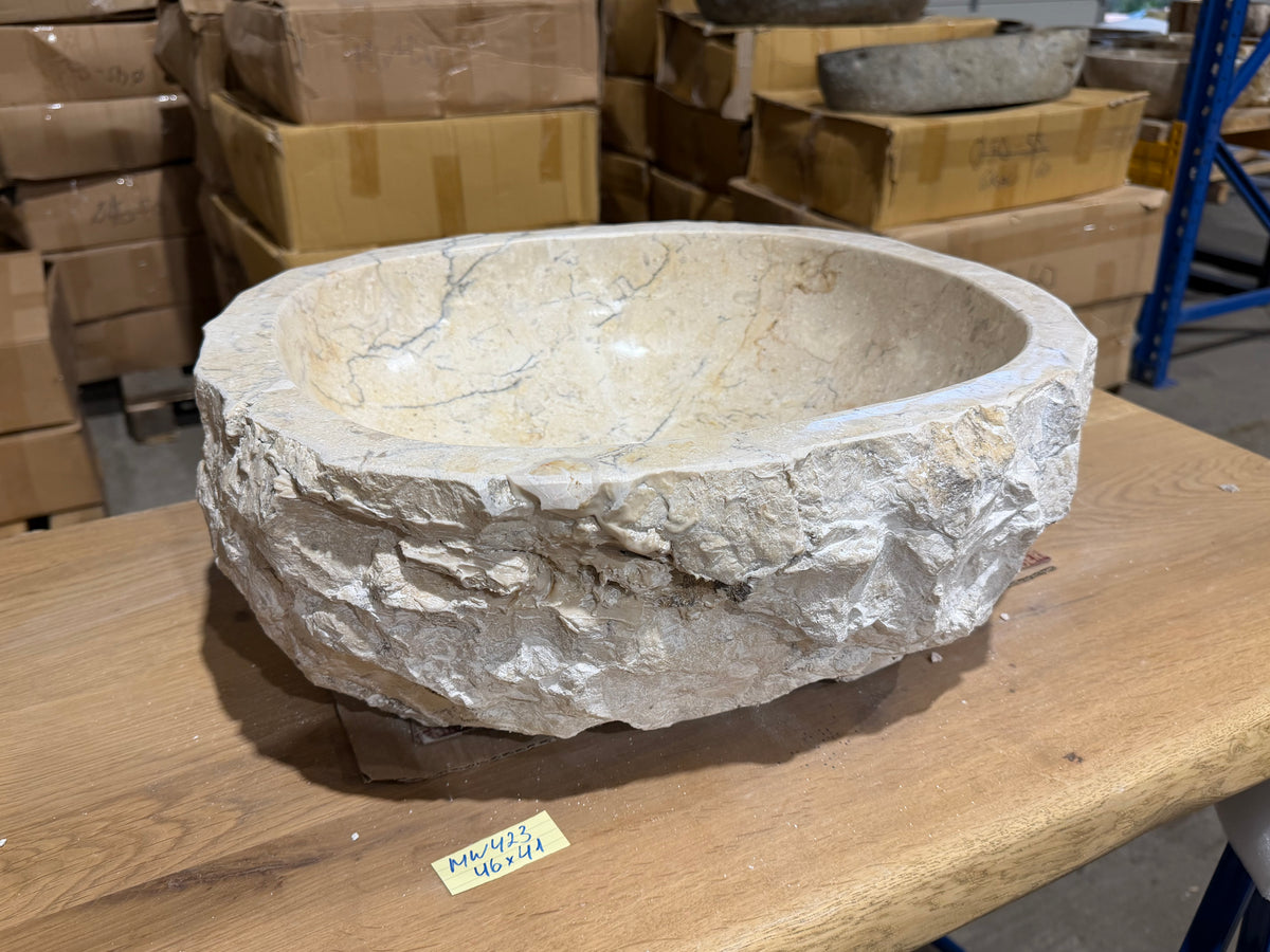 45-50cm Naturstein Waschbecken aus Beige Marmor – Stein Struktur