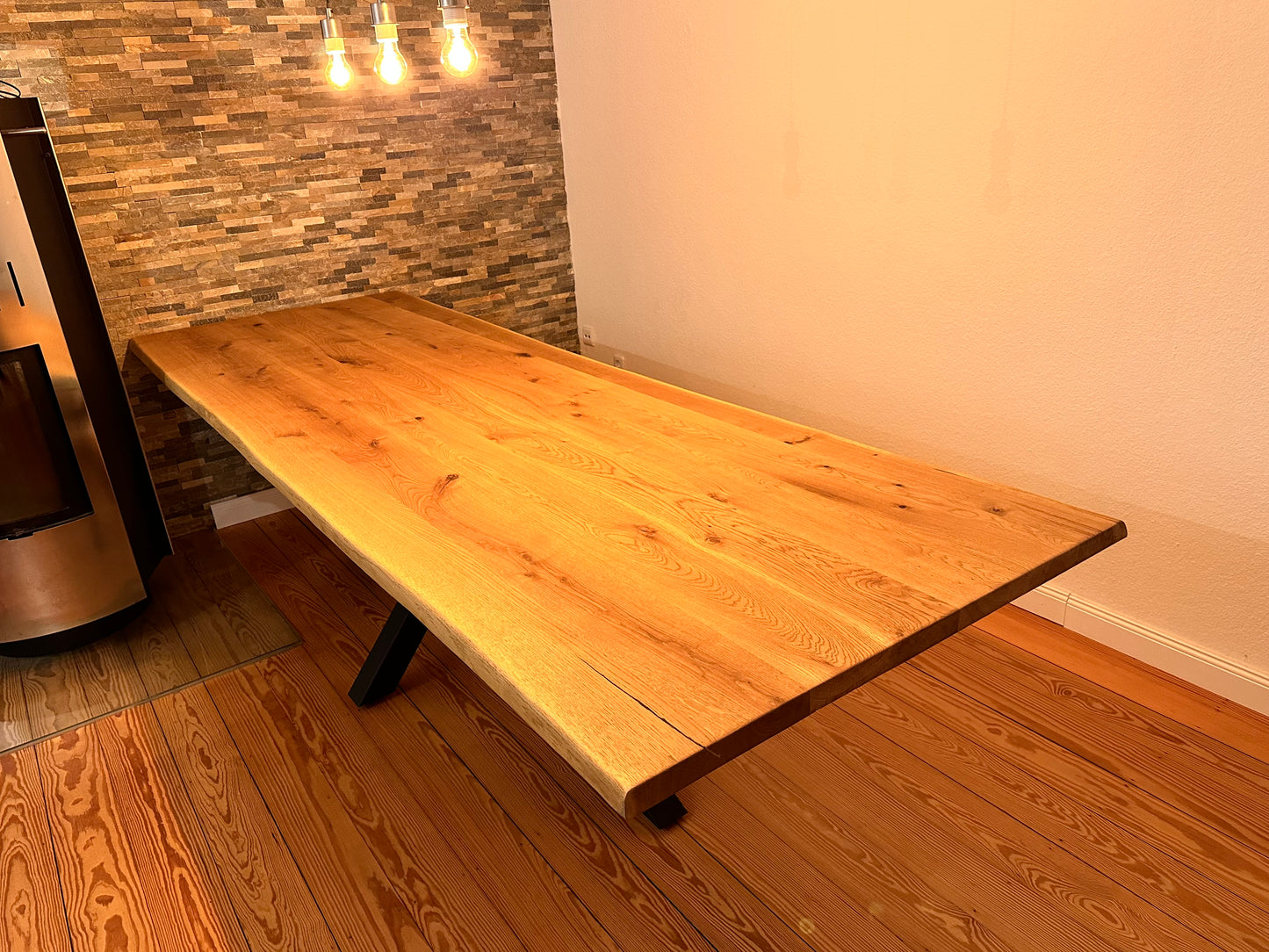 Esstisch & Tischplatte Eiche Massiv 300x100x4 VollHolz Baumkante
