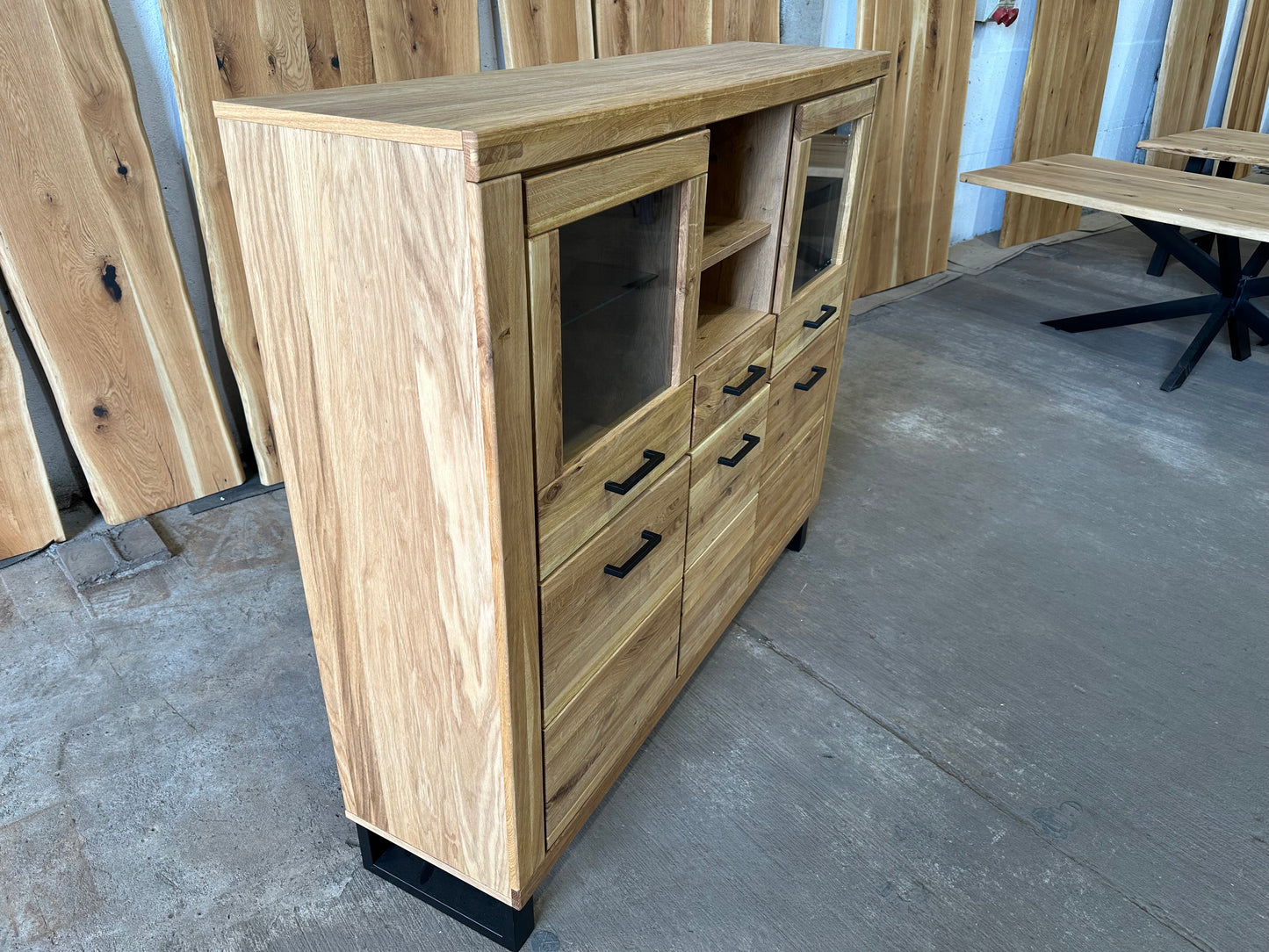 Highboard Massiv Holz Eiche Soft Close