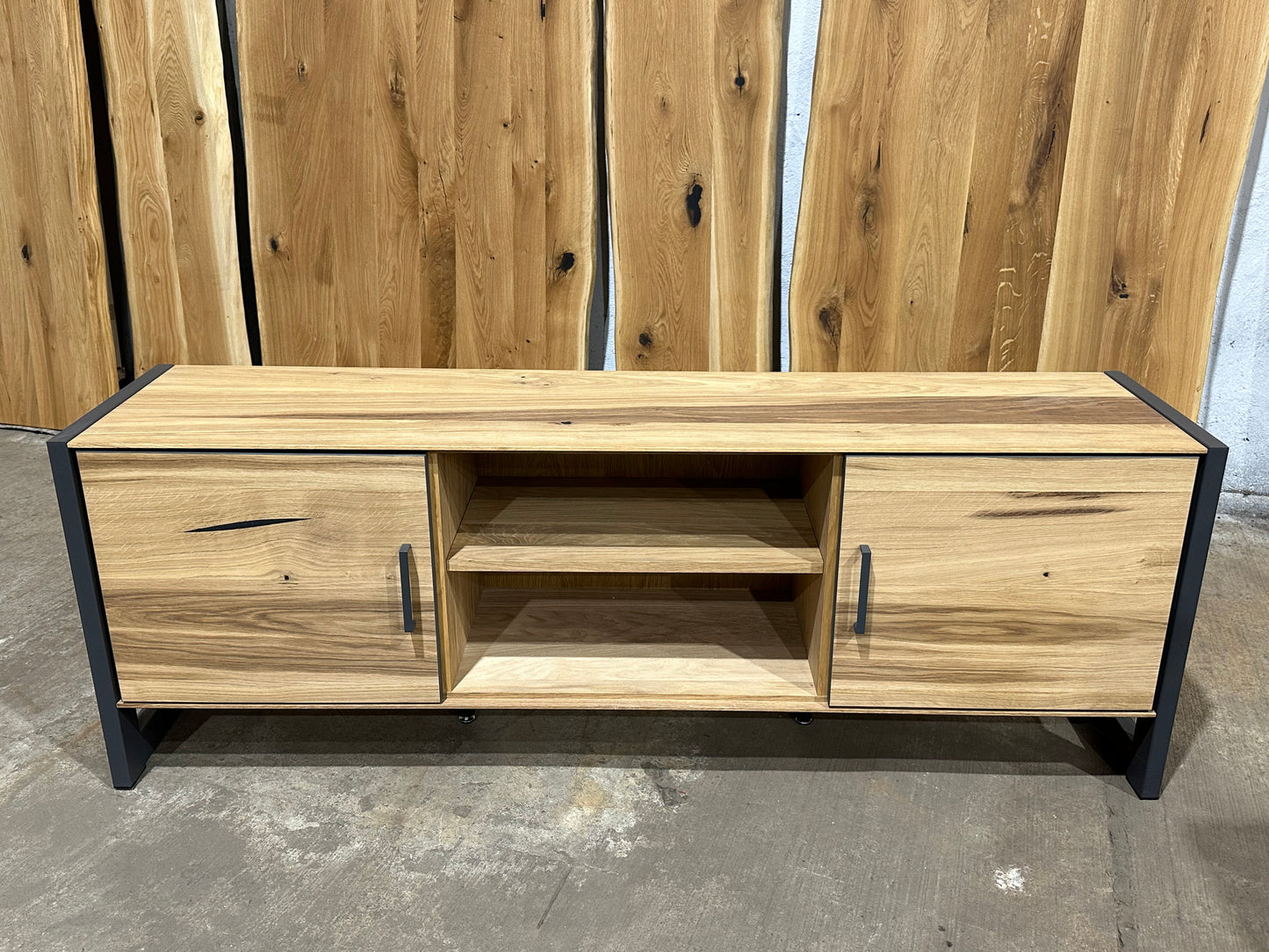 TV Lowboard Eiche Massiv Holz TV Kommode Soft Close