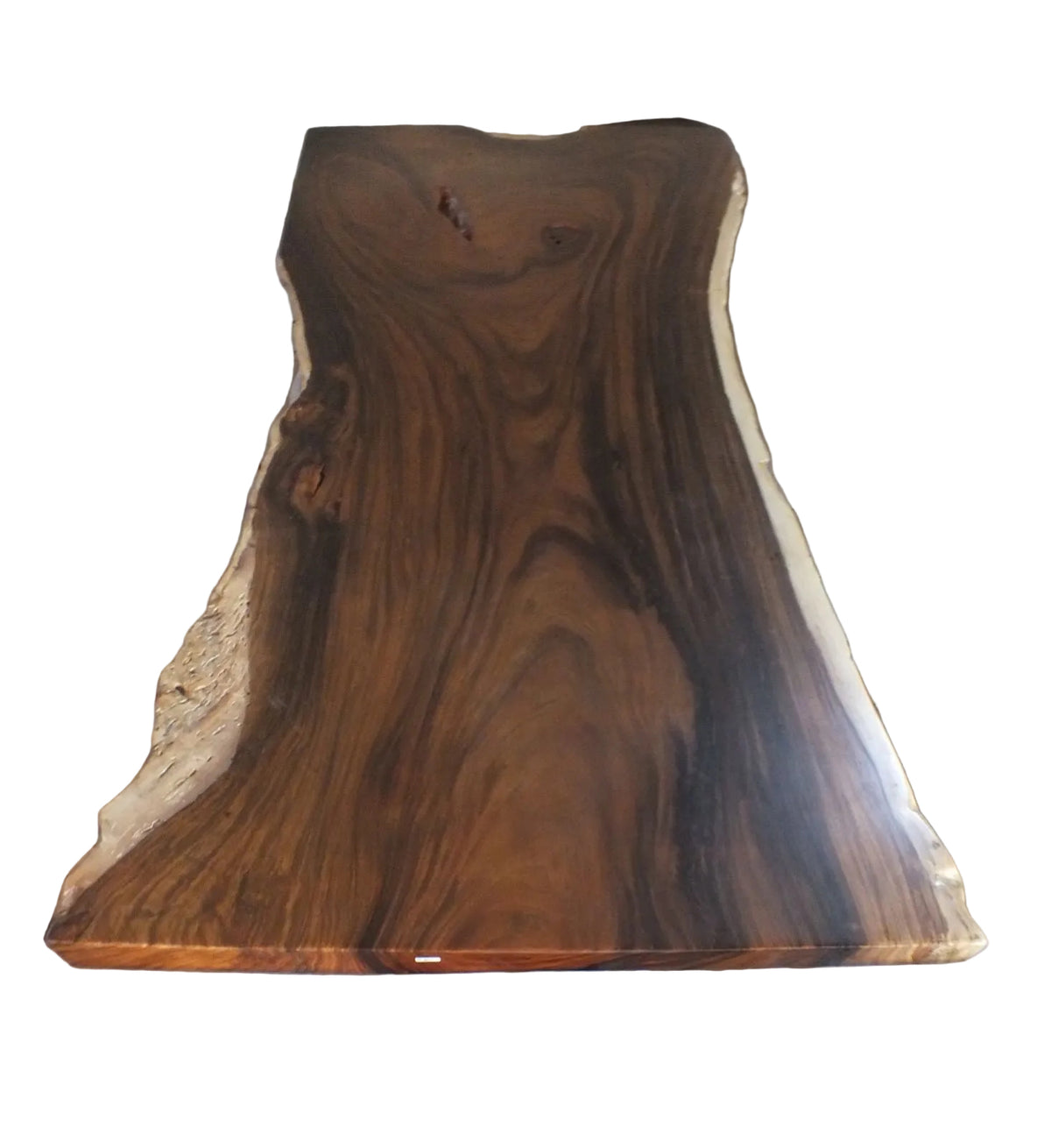 Suar Tischplatte 350 × 123–164 × 8 cm – Massivholz Baumkante aus einem Stück