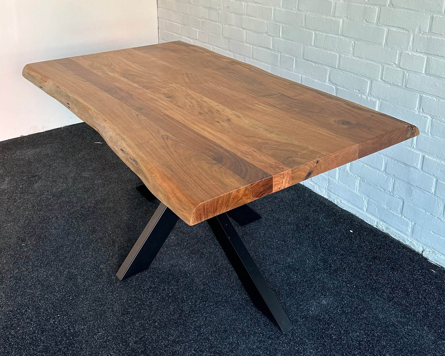 Massivholz Esstisch Tischplatte Akazie VOLLHOLZ 5cm Dicke mit Baumkante 160cm x 90cm