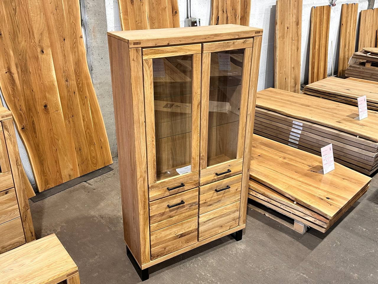 Doppel-Vitrine Schrank aus Eiche Soft Close | Eichenschrank | Front Massivholz