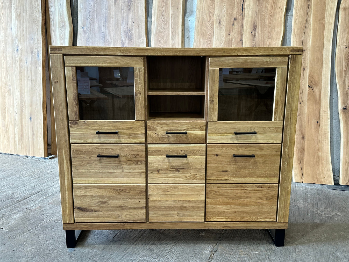 Highboard Massiv Holz Eiche Soft Close