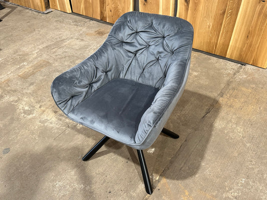 Armlehnen Drehbarstuhl „Berlin“  | Samtstof in Grau | Rückholfunktion