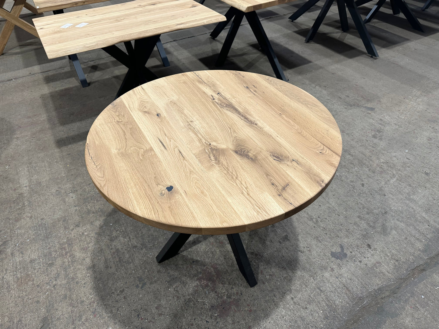 Tischplatte & Tisch Eiche rund Massivholz 4cm dicke Geölt inkl Spider Gestell