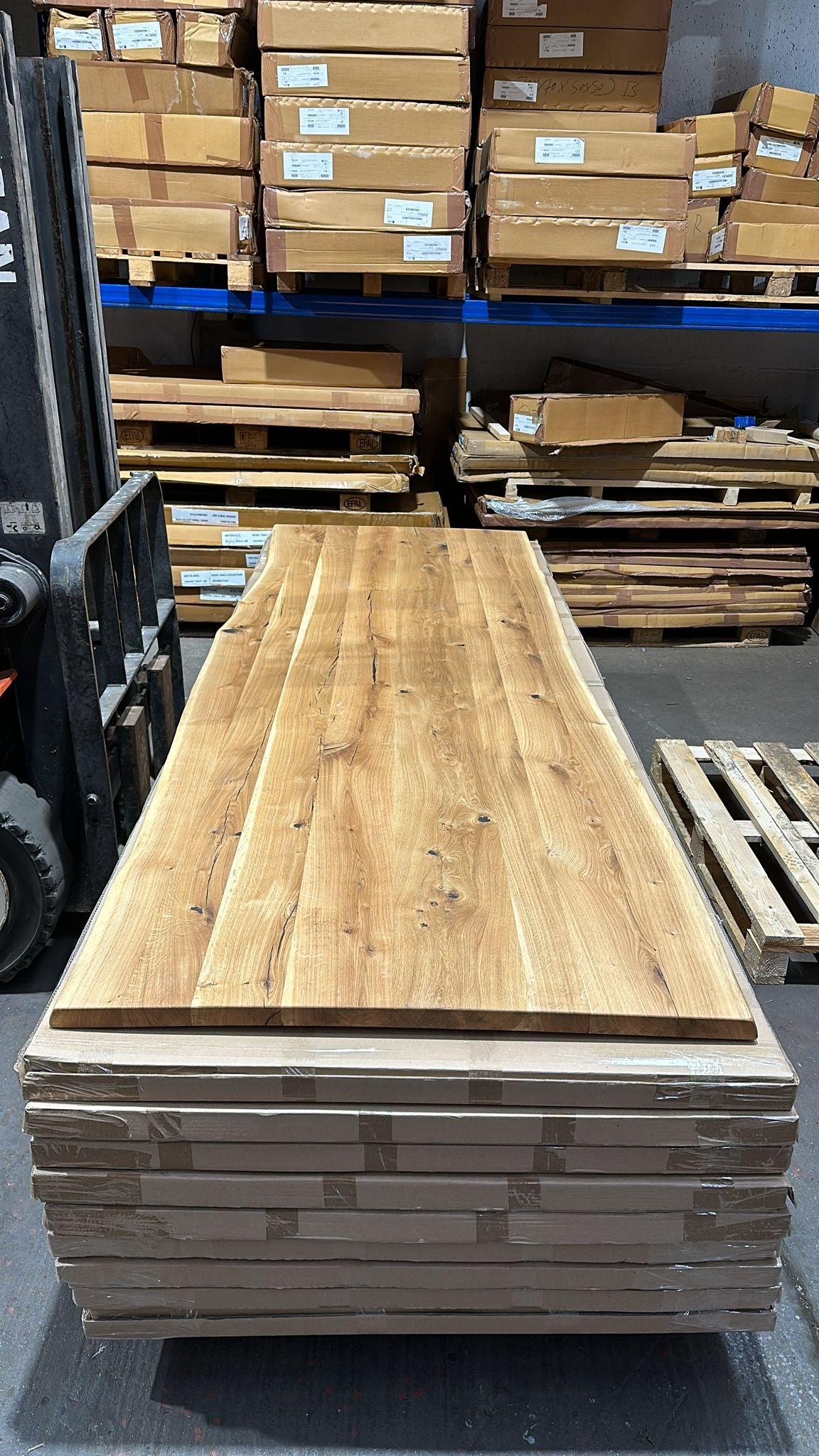 Esstisch & Tischplatte Eiche Massiv 300x100x4 VollHolz Baumkante