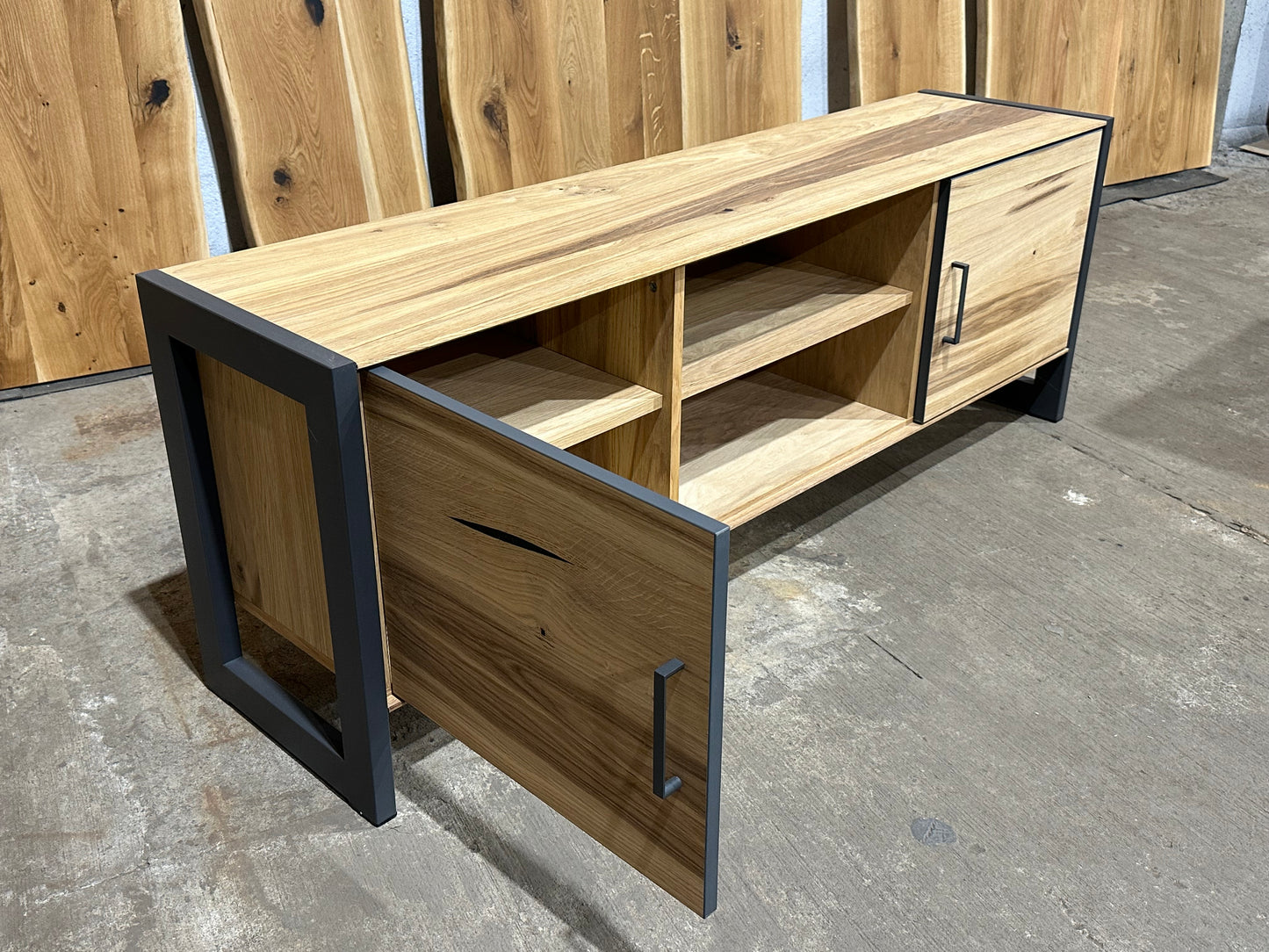 TV Lowboard Eiche Massiv Holz TV Kommode Soft Close