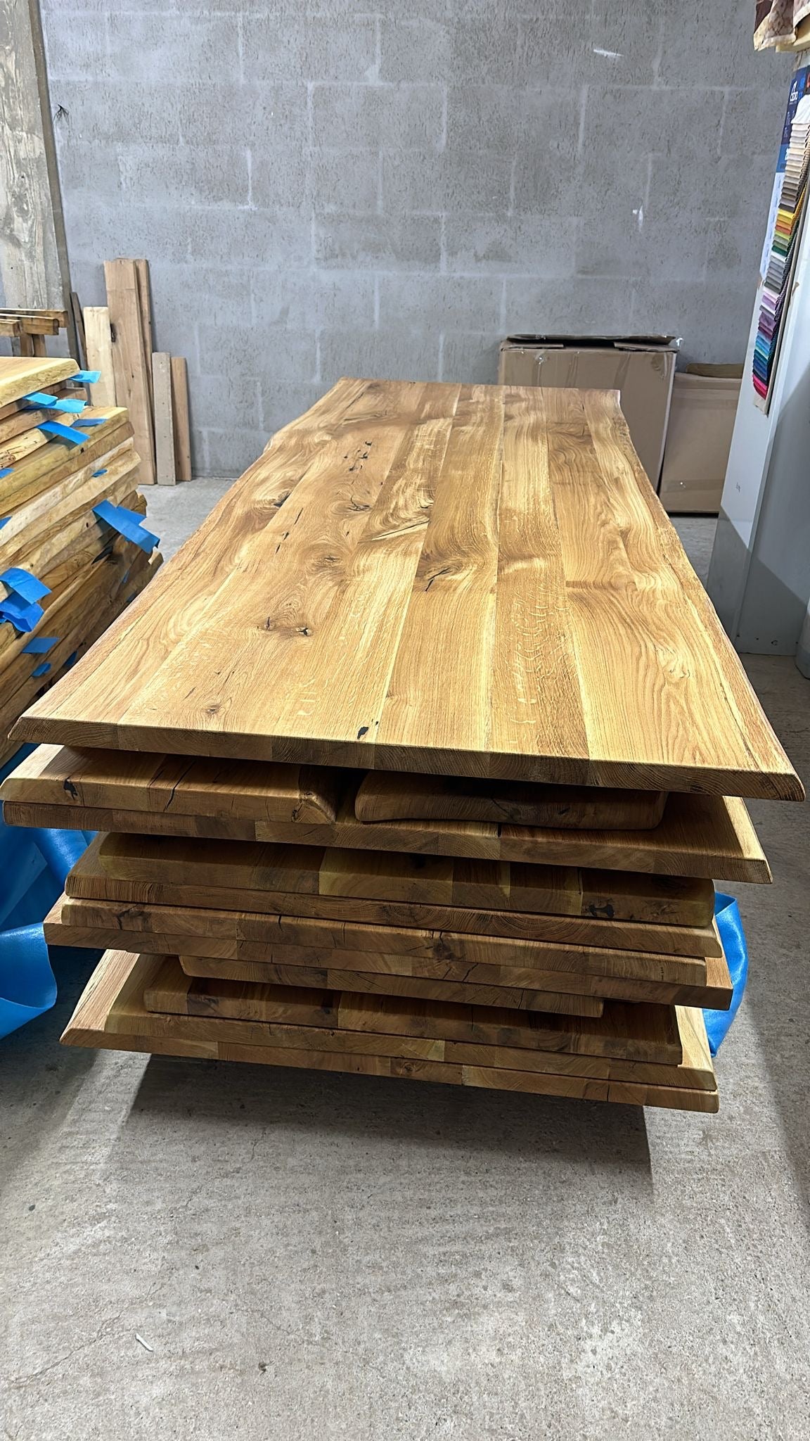 Esstisch & Tischplatte Eiche Massiv 300x100x4 VollHolz Baumkante