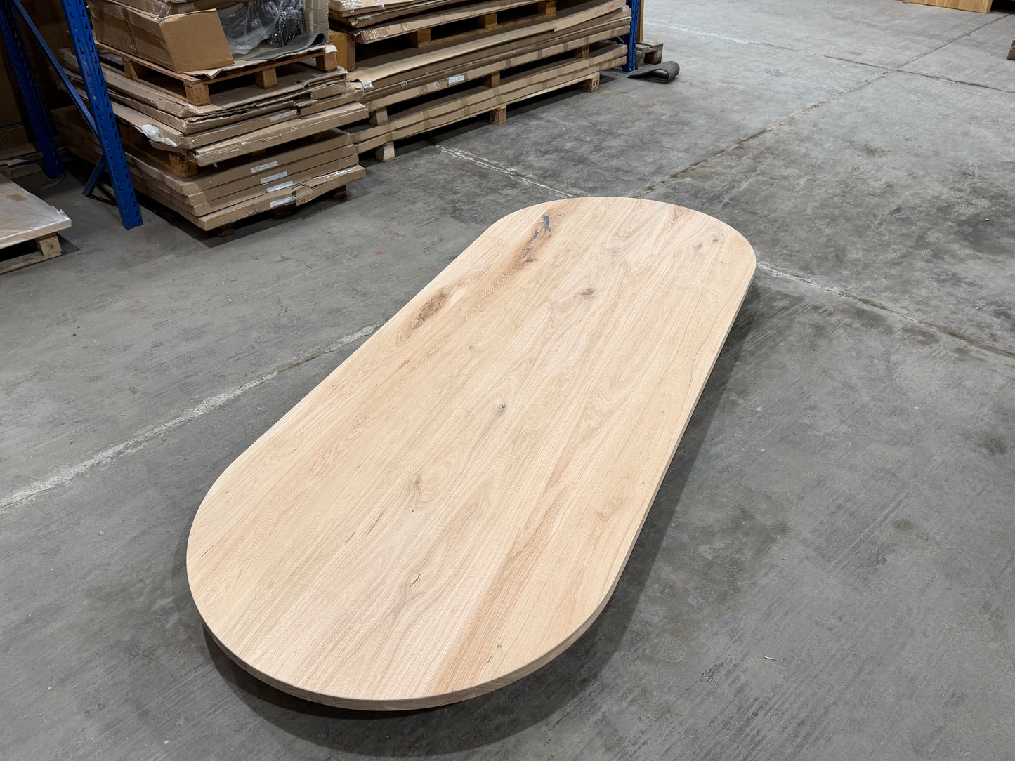 Massive Eichen-Tischplatte „Aurora“ – 300 × 120 cm – 4 cm – Oval