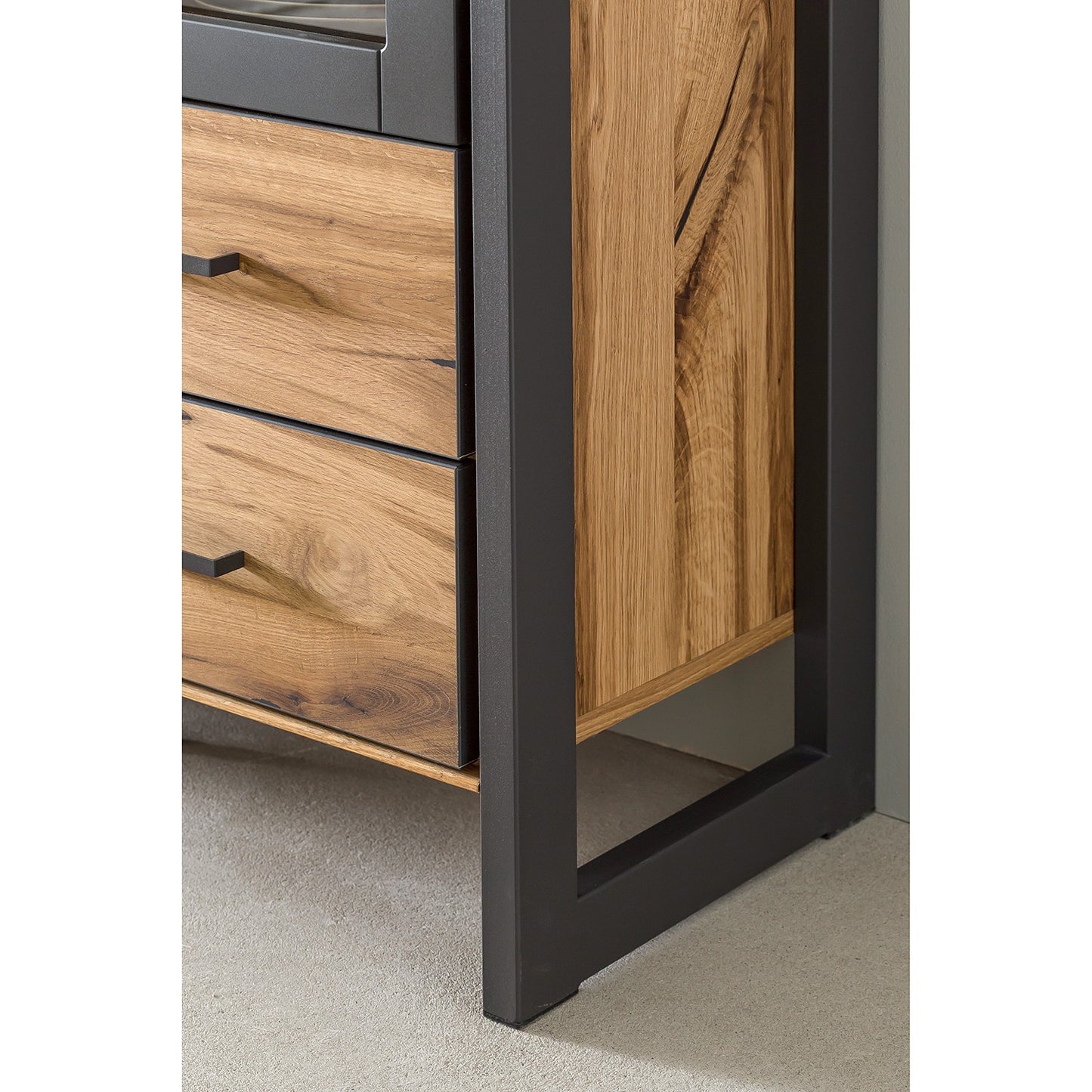 Vitrine Highboard Eiche Massiv Holz Soft Close