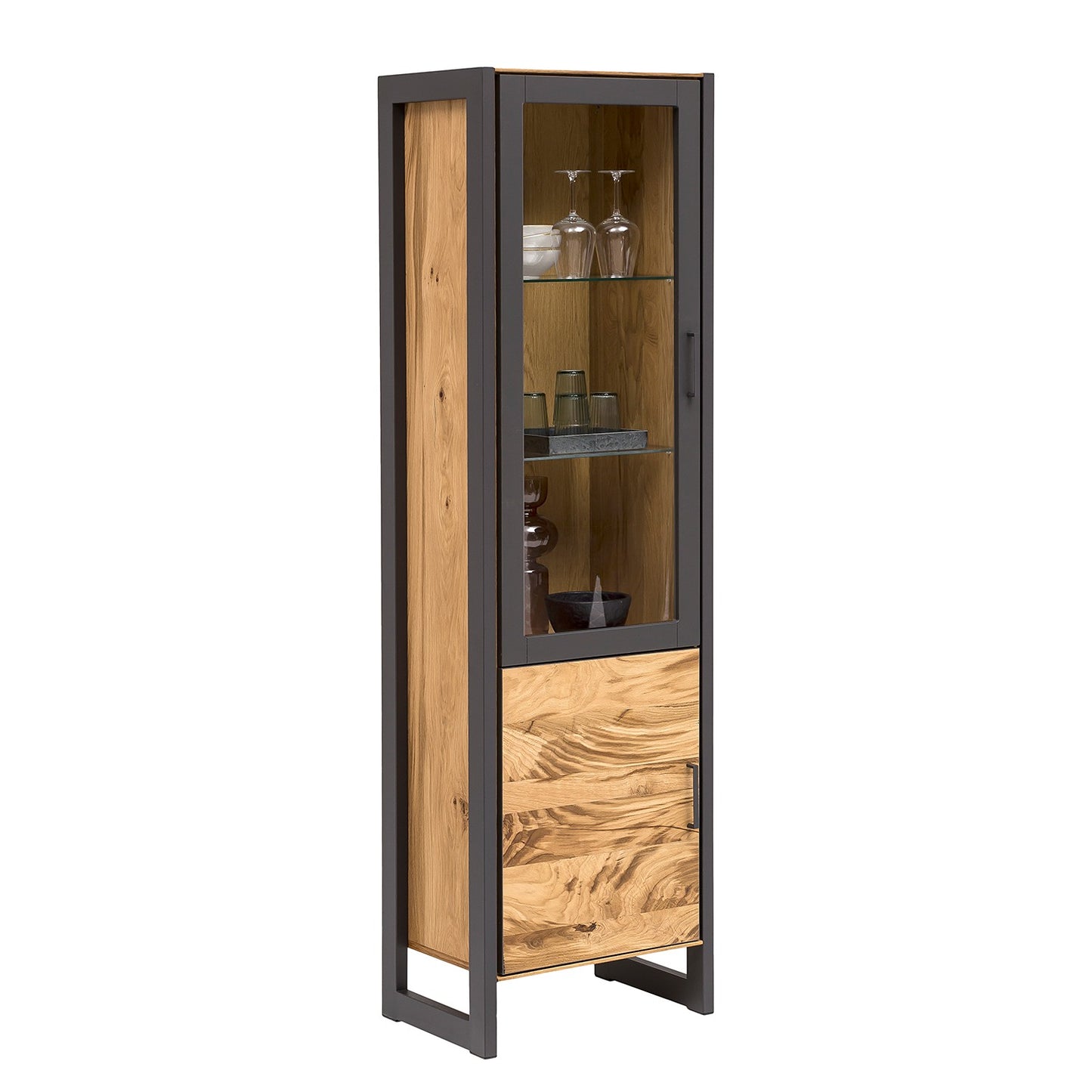 Vitrine Eiche Massiv Holz Soft-Close