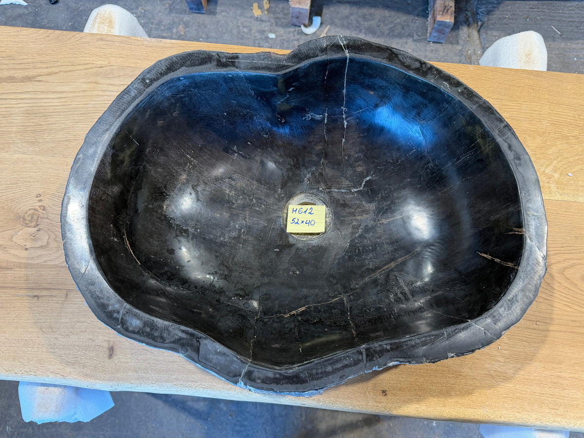 50-55cm Waschbecken aus versteinertem Holz – Ein Kunstwerk der Natur seit Millionen von Jahren
