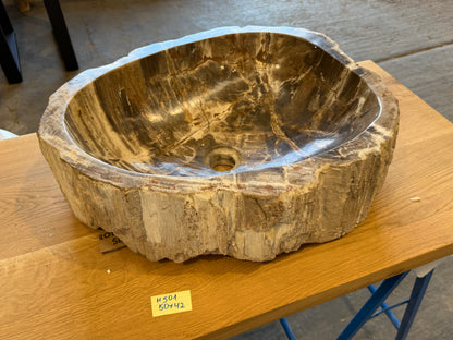 50-55cm Waschbecken aus versteinertem Holz – Ein Kunstwerk der Natur seit Millionen von Jahren