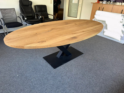 Tisch Eiche Oval 240x120cm Gerade Kante mit V Gestell|Bürotisch / Besprechungstisch