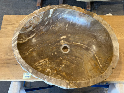 60cm Waschbecken aus versteinertem Holz – Ein Kunstwerk der Natur seit Millionen von Jahren