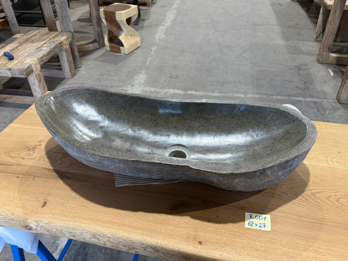 Naturstein Design Waschbecken aus Flussstein in 40-70cm  – Einzigartiges Unikat