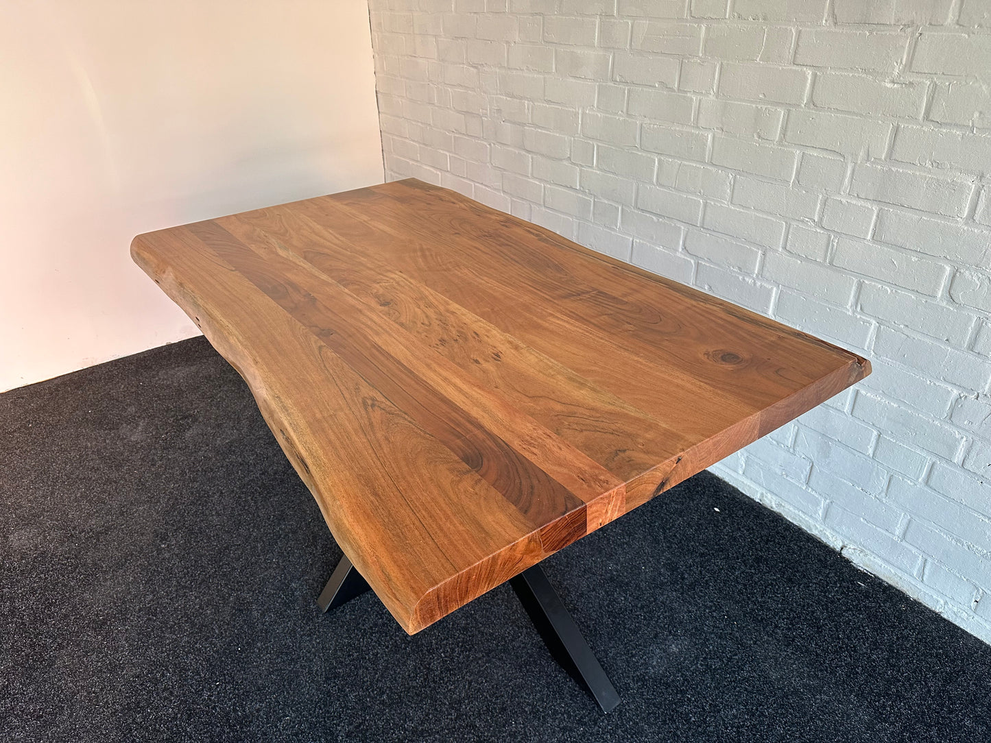 Massivholz Esstisch Tischplatte Akazie VOLLHOLZ 5cm Dicke mit Baumkante 160cm x 90cm