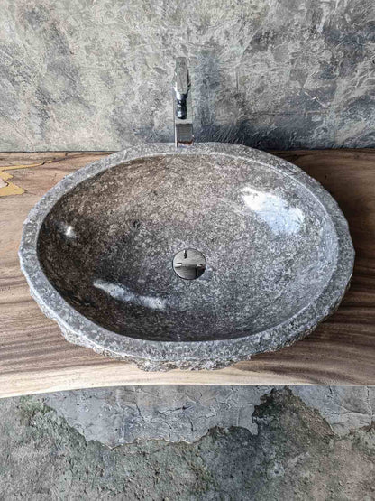 Luxuriöses Naturstein Waschbecken aus Grauem Marmor – Ein echtes Unikat