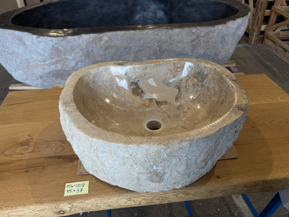 45-50cm Naturstein Waschbecken aus Beige Marmor – Stein Struktur