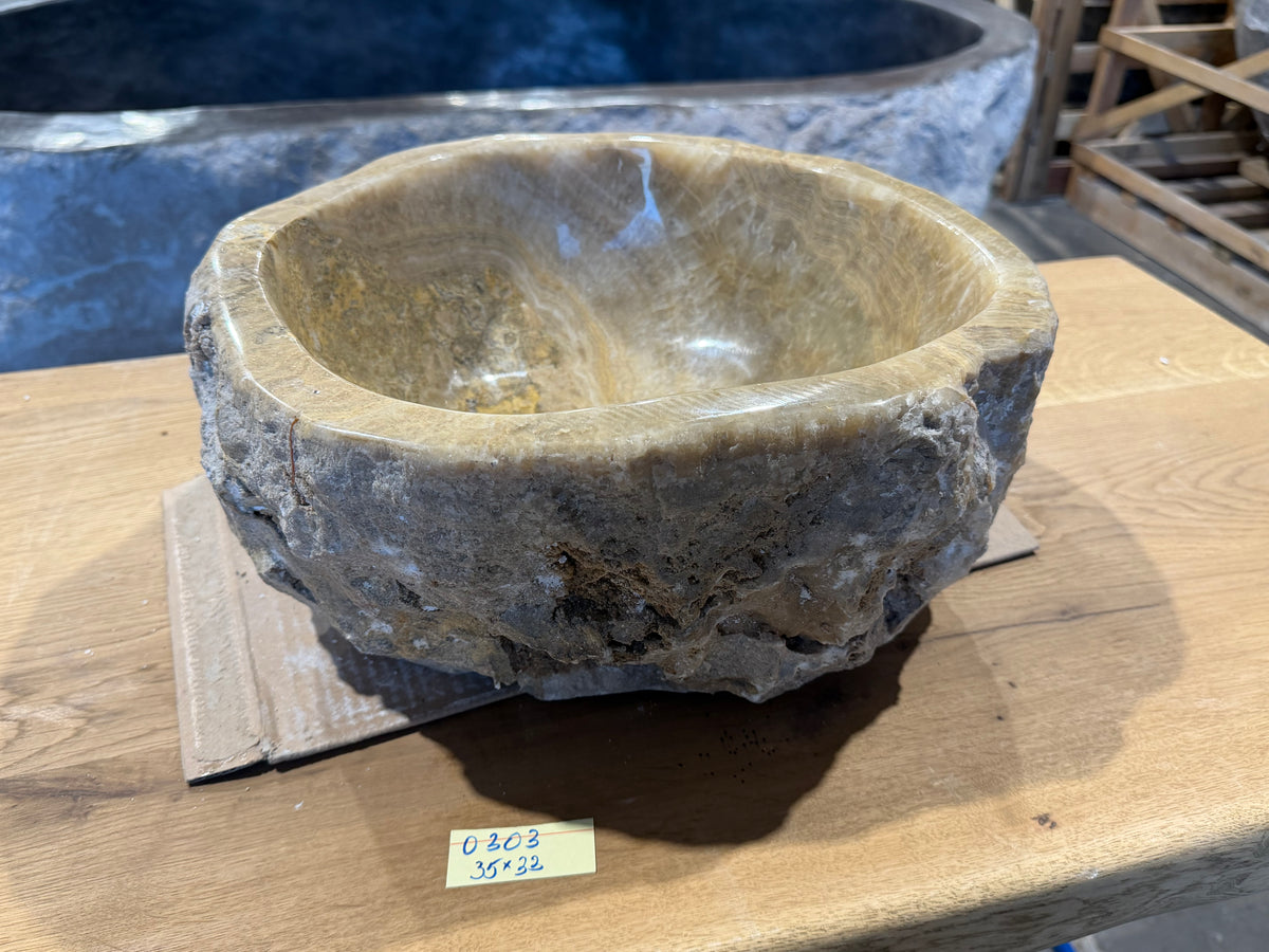 35 - 40cm Waschbecken aus Onyx – Ein echtes Unikat