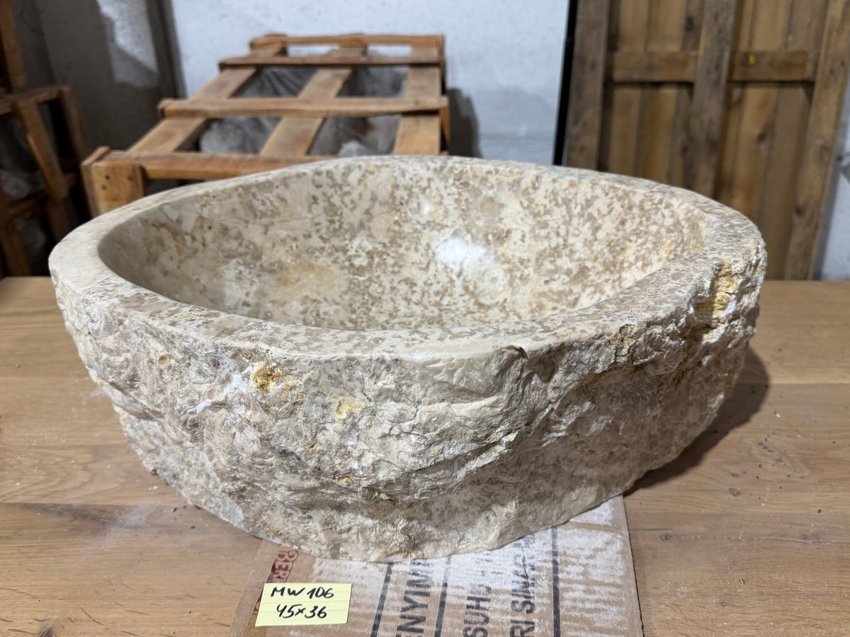 45-50cm Naturstein Waschbecken aus Beige Marmor – Stein Struktur