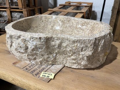 45-50cm Naturstein Waschbecken aus Beige Marmor – Stein Struktur