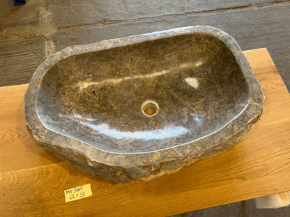 57 - 65cm Naturstein Waschbecken aus Grauem Marmor