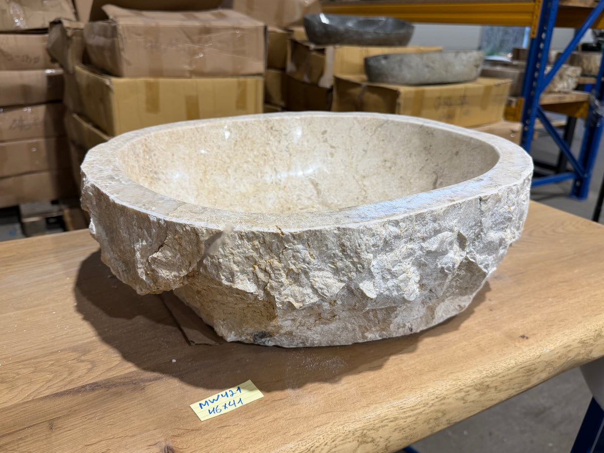 45-50cm Naturstein Waschbecken aus Beige Marmor – Stein Struktur