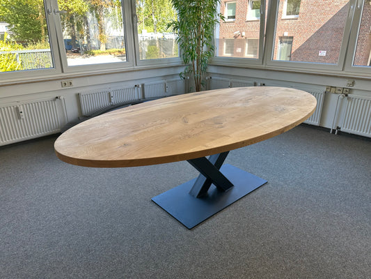 Tisch Eiche Oval 240x120cm Gerade Kante mit V Gestell|Bürotisch / Besprechungstisch