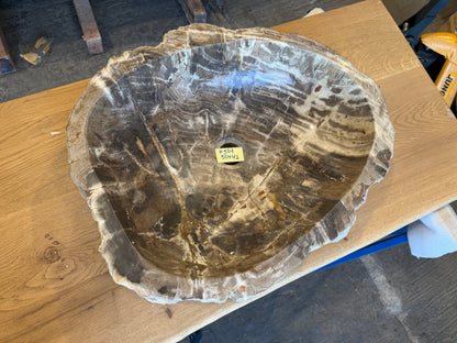 50-55cm Waschbecken aus versteinertem Holz – Ein Kunstwerk der Natur seit Millionen von Jahren