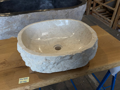 45-50cm Naturstein Waschbecken aus Beige Marmor – Stein Struktur