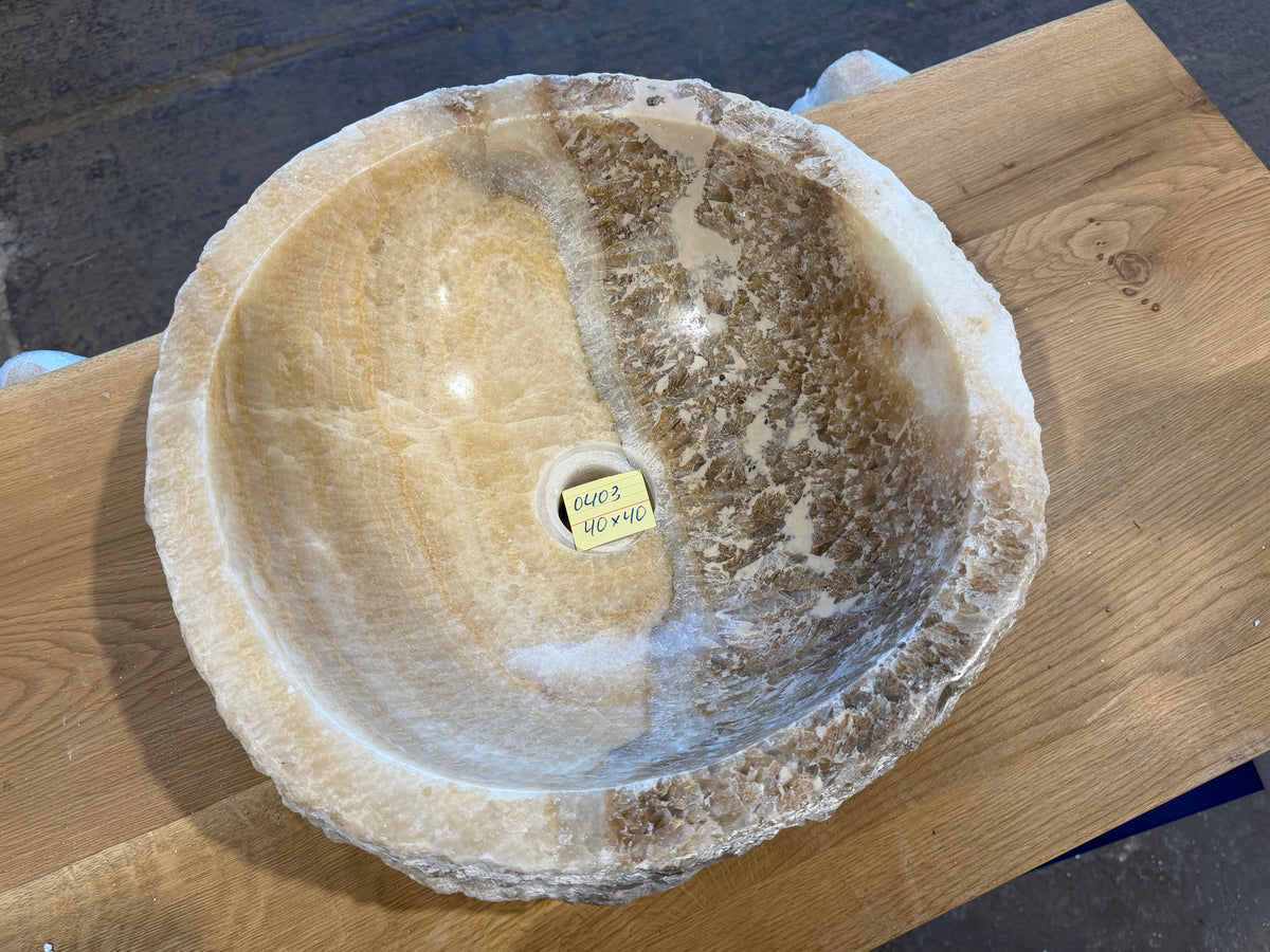 35 - 40cm Waschbecken aus Onyx – Ein echtes Unikat