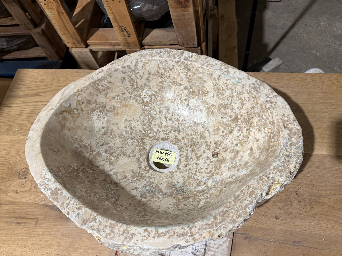 45-50cm Naturstein Waschbecken aus Beige Marmor – Stein Struktur