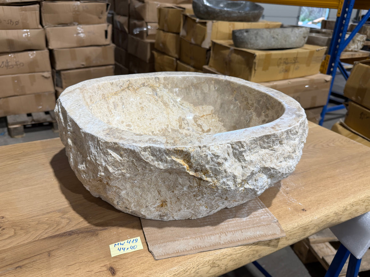 45-50cm Naturstein Waschbecken aus Beige Marmor – Stein Struktur
