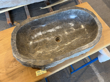 57 - 65cm Naturstein Waschbecken aus Grauem Marmor