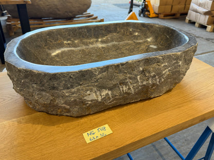 57 - 65cm Naturstein Waschbecken aus Grauem Marmor