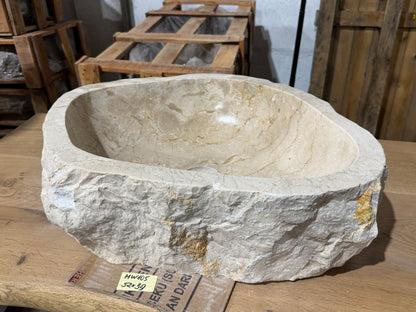 50 - 55cm Naturstein Waschbecken aus Beige Marmor – Stein Struktur