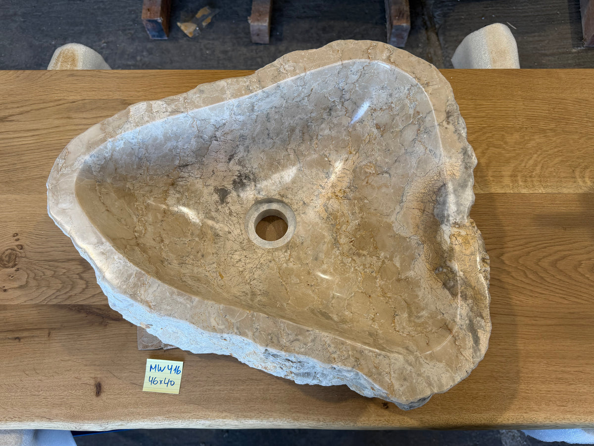 45-50cm Naturstein Waschbecken aus Beige Marmor – Stein Struktur