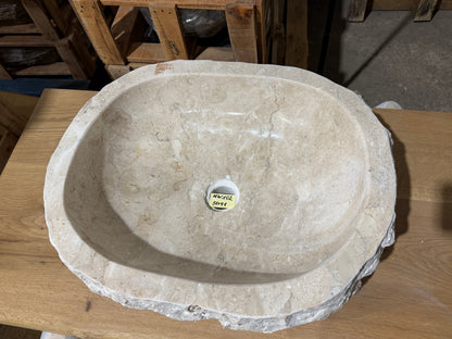 50 - 55cm Naturstein Waschbecken aus Beige Marmor – Stein Struktur