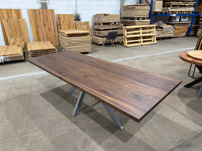 Nussbaum Tisch 250x100cm 4cm dicke | GeradeKante Laciert | inkl Spider Beine