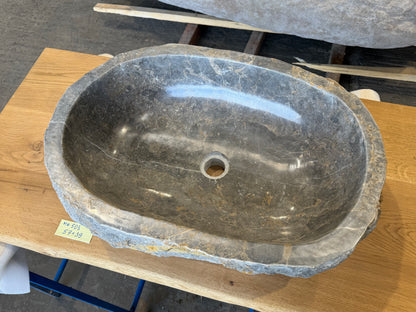 57 - 65cm Naturstein Waschbecken aus Grauem Marmor